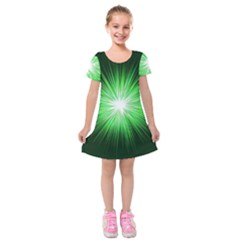 Green Blast Background Kids  Short Sleeve Velvet Dress by Mariart