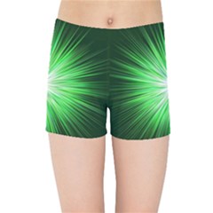 Green Blast Background Kids  Sports Shorts by Mariart