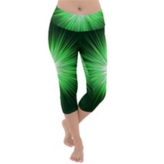 Green Blast Background Lightweight Velour Capri Yoga Leggings