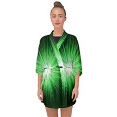 Green Blast Background Half Sleeve Chiffon Kimono