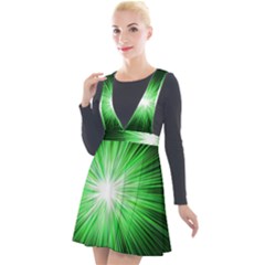 Green Blast Background Plunge Pinafore Velour Dress by Mariart