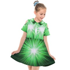 Green Blast Background Kids  Short Sleeve Shirt Dress by Mariart