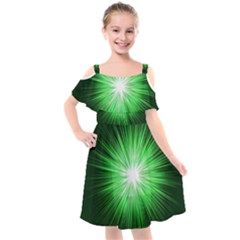 Green Blast Background Kids  Cut Out Shoulders Chiffon Dress