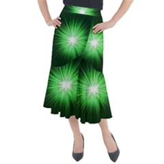 Green Blast Background Midi Mermaid Skirt