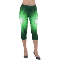 Green Blast Background Lightweight Velour Capri Leggings 