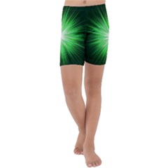 Green Blast Background Kids  Lightweight Velour Capri Yoga Leggings