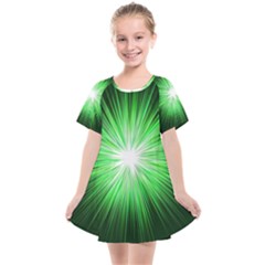 Green Blast Background Kids  Smock Dress