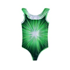 Green Blast Background Kids  Frill Swimsuit by Mariart