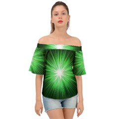 Green Blast Background Off Shoulder Short Sleeve Top