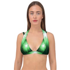 Green Blast Background Double Strap Halter Bikini Top