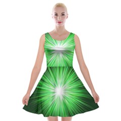 Green Blast Background Velvet Skater Dress