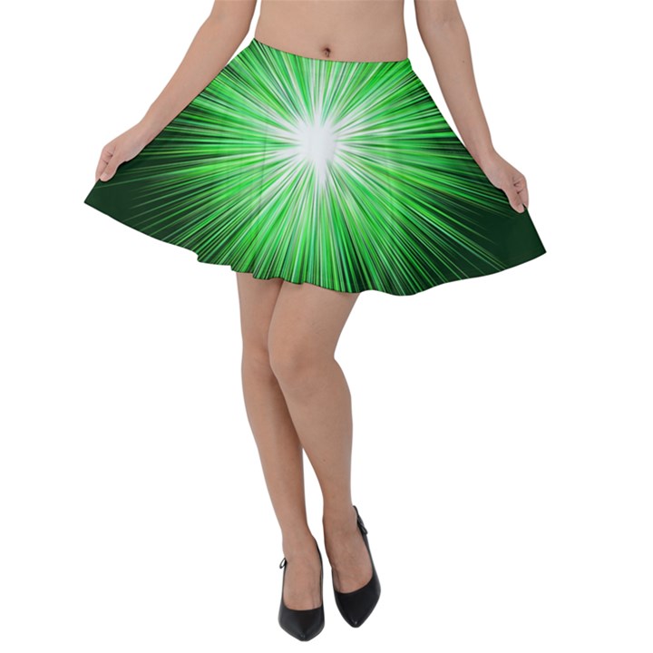 Green Blast Background Velvet Skater Skirt