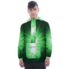 Green Blast Background Men s Front Pocket Pullover Windbreaker