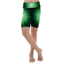 Green Blast Background Kids  Lightweight Velour Cropped Yoga Leggings