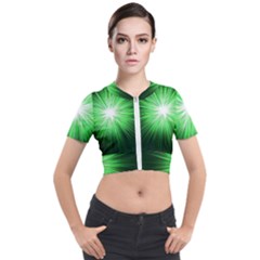 Green Blast Background Short Sleeve Cropped Jacket by Mariart