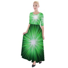 Green Blast Background Half Sleeves Maxi Dress