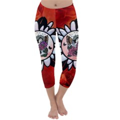 Wonderful Fairy With Butterflies And Roses Capri Winter Leggings  by FantasyWorld7