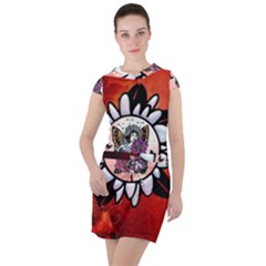 Wonderful Fairy With Butterflies And Roses Drawstring Hooded Dress