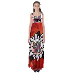 Wonderful Fairy With Butterflies And Roses Empire Waist Maxi Dress