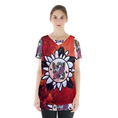 Wonderful Fairy With Butterflies And Roses Skirt Hem Sports Top