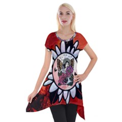 Wonderful Fairy With Butterflies And Roses Short Sleeve Side Drop Tunic