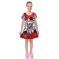 Wonderful Fairy With Butterflies And Roses Kids  Short Sleeve Velvet Dress by FantasyWorld7