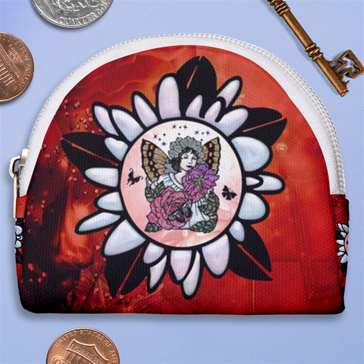 Wonderful Fairy With Butterflies And Roses Horseshoe Style Canvas Pouch