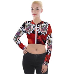 Wonderful Fairy With Butterflies And Roses Long Sleeve Cropped Velvet Jacket