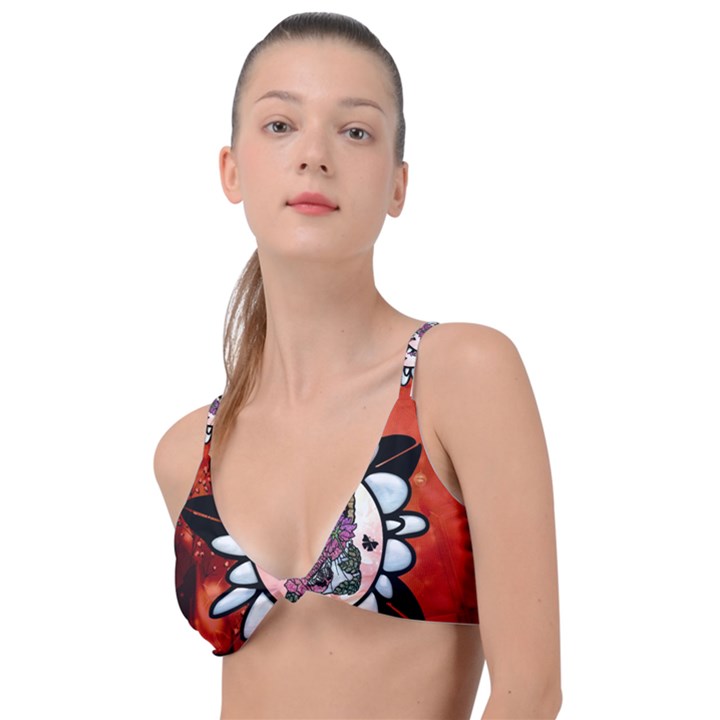 Wonderful Fairy With Butterflies And Roses Knot Up Bikini Top