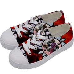 Wonderful Fairy With Butterflies And Roses Kids  Low Top Canvas Sneakers