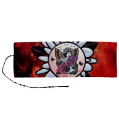 Wonderful Fairy With Butterflies And Roses Roll Up Canvas Pencil Holder (m) by FantasyWorld7