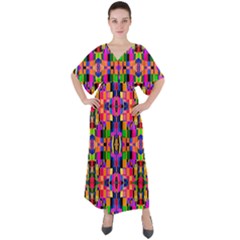 Abstract 16 V-neck Boho Style Maxi Dress