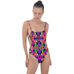 Abstract 16 Tie Strap One Piece Swimsuit