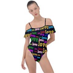 Love 3 Frill Detail One Piece Swimsuit