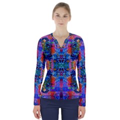 Abstract 17 V-neck Long Sleeve Top by ArtworkByPatrick