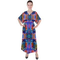 Abstract 17 V-neck Boho Style Maxi Dress