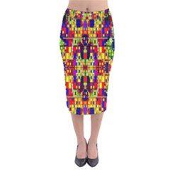 Abstract 19 Velvet Midi Pencil Skirt by ArtworkByPatrick