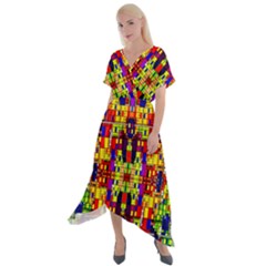 Abstract 19 Cross Front Sharkbite Hem Maxi Dress