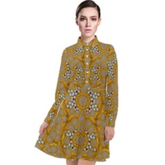 A Star In Golden Juwels Long Sleeve Chiffon Shirt Dress by pepitasart