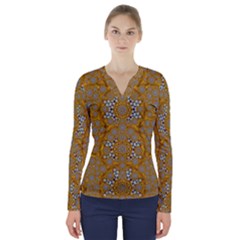 A Star In Golden Juwels V-neck Long Sleeve Top by pepitasart