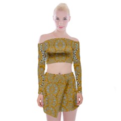 A Star In Golden Juwels Off Shoulder Top With Mini Skirt Set by pepitasart