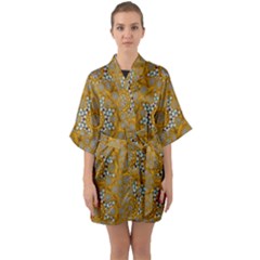 A Star In Golden Juwels Half Sleeve Satin Kimono  by pepitasart