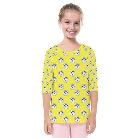 English Breakfast Yellow Pattern Kids  Quarter Sleeve Raglan Tee by snowwhitegirl