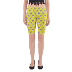 English Breakfast Yellow Pattern Yoga Cropped Leggings by snowwhitegirl