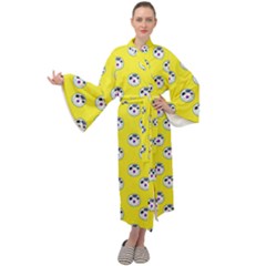 English Breakfast Yellow Pattern Maxi Velour Kimono