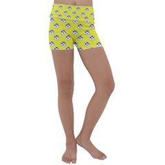 English Breakfast Yellow Pattern Kids  Lightweight Velour Yoga Shorts by snowwhitegirl