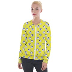 English Breakfast Yellow Pattern Velour Zip Up Jacket by snowwhitegirl