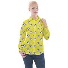 English Breakfast Yellow Pattern Women s Long Sleeve Pocket Shirt