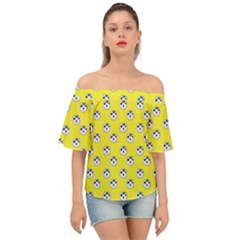 English Breakfast Yellow Pattern Off Shoulder Short Sleeve Top