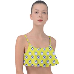 English Breakfast Yellow Pattern Frill Bikini Top